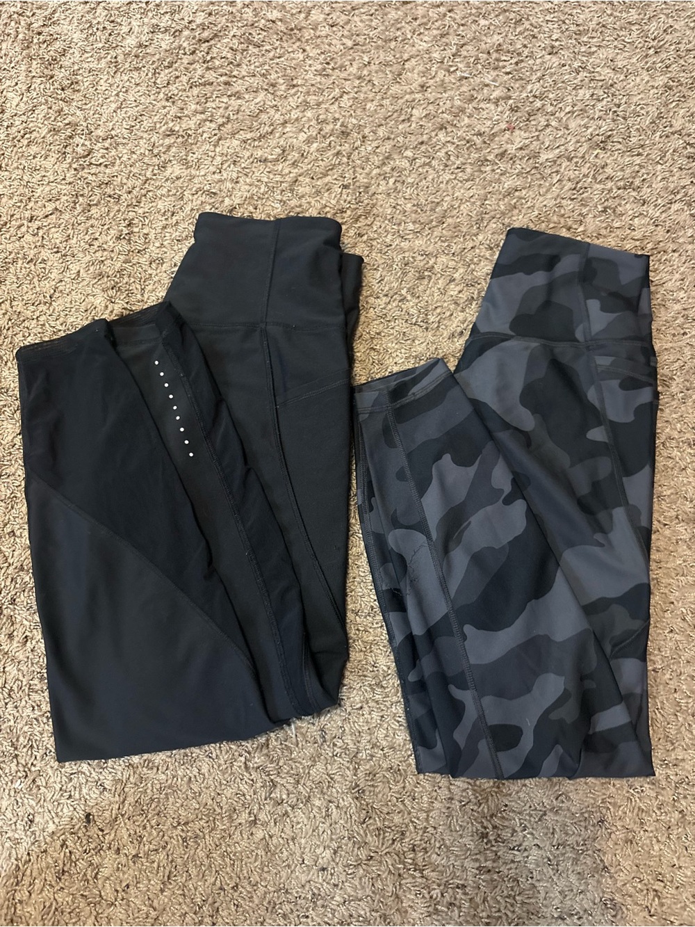 Old Navy Black & Charcoal Camo High-Waist Leggings Duo